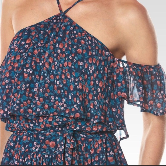 PAIGE Darya Floral-Print Silk Mini Dress, Indigo - Picture 4 of 8